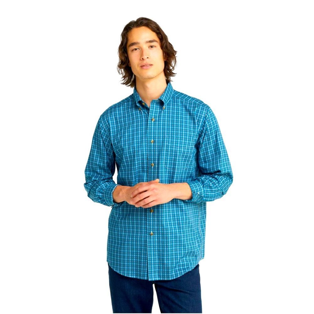 L.L Bean Men's Wrinkle-Free Twill Sport Shirt, Traditional Fit Plaid L Tall